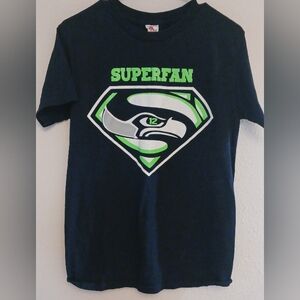 Seattle Seahawks Women Small Short Sleeve Blue & Green Graphic T-Shirt Top